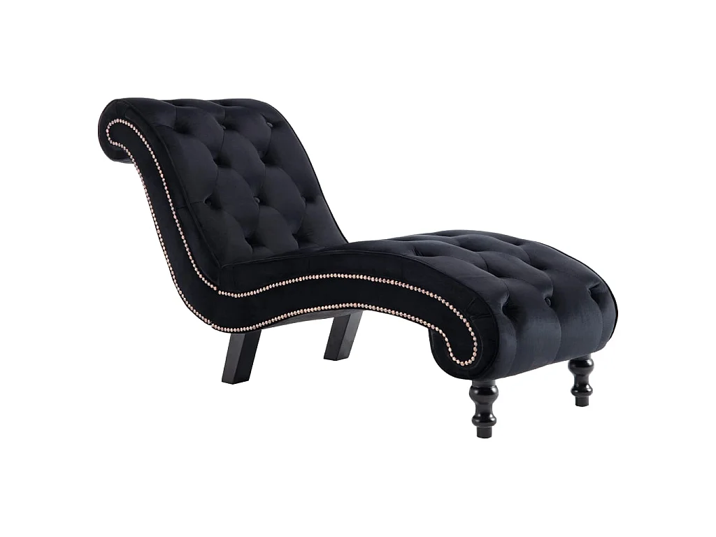 Chaise longue em veludo preto PT800057