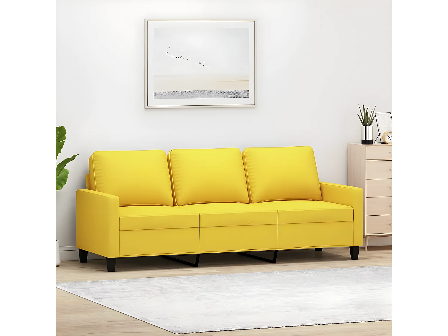 Canapé à 3 places Jaune clair 180 cm Tissu OLA4840