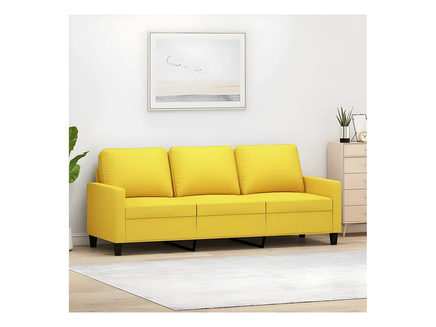 Canapé à 3 places Jaune clair 180 cm Tissu OLA4840