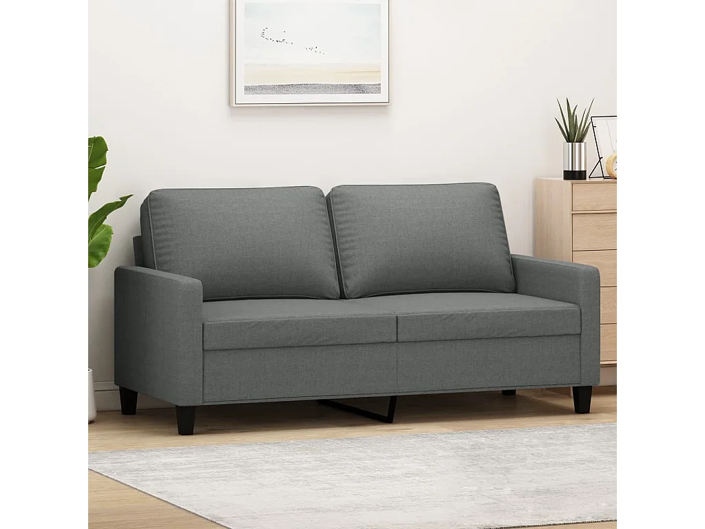Canapé à 2 places Gris foncé 140 cm Tissu OLA3647