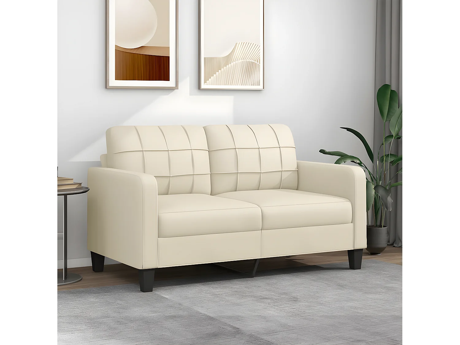 Canapé à 2 places Crème 140 cm Similicuir OID1127