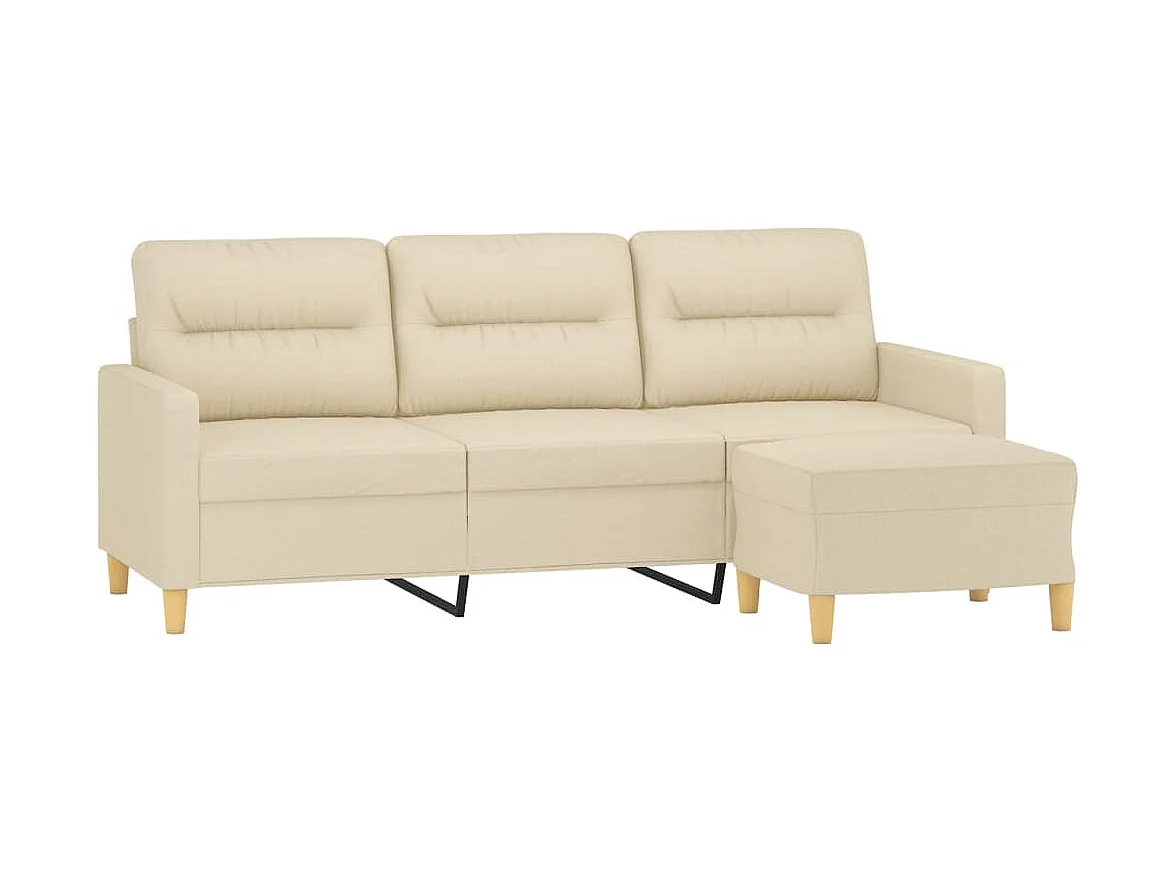 Canapé à 3 places avec repose-pieds Crème 180 cm Tissu OLA5080