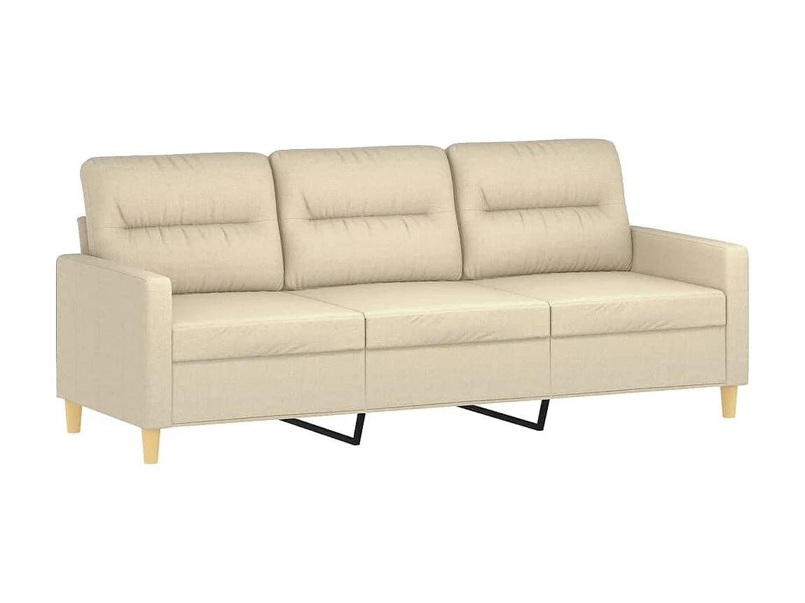 Canapé à 3 places avec repose-pieds Crème 180 cm Tissu OLA5080