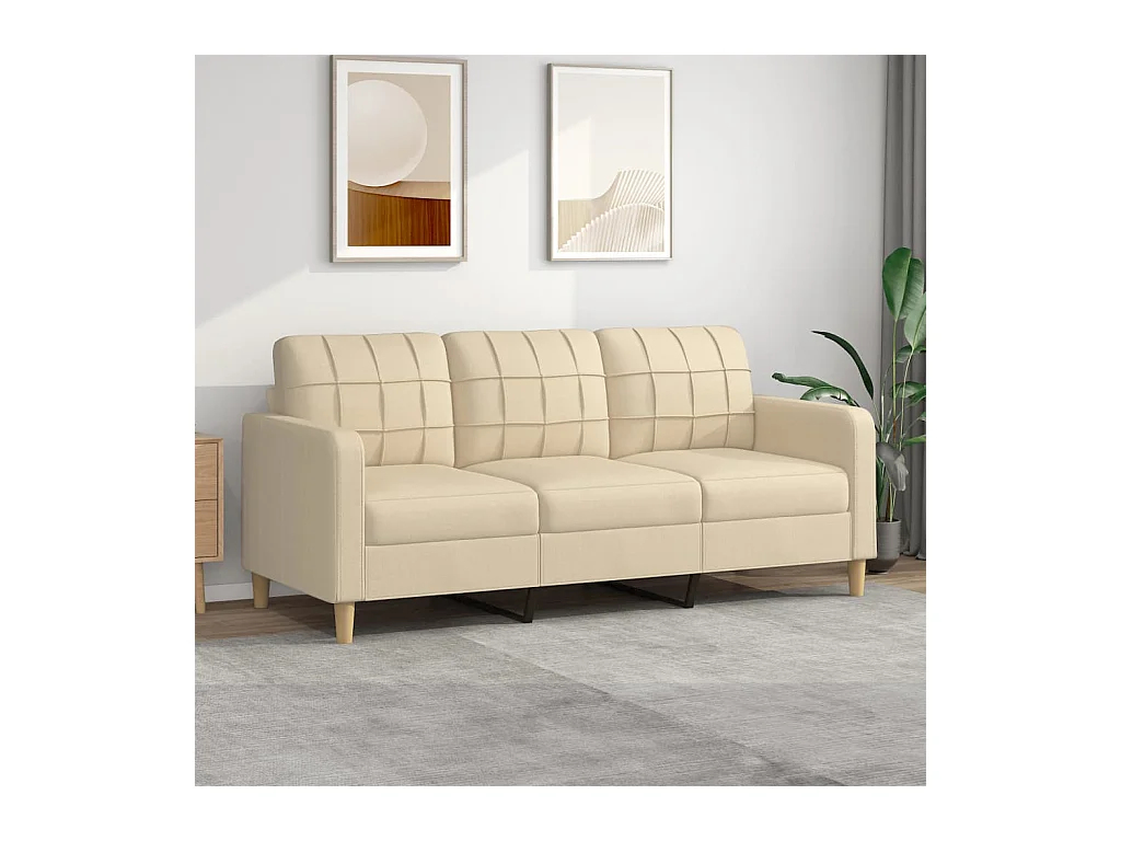 Canapé à 3 places Crème 180 cm Tissu OID8771