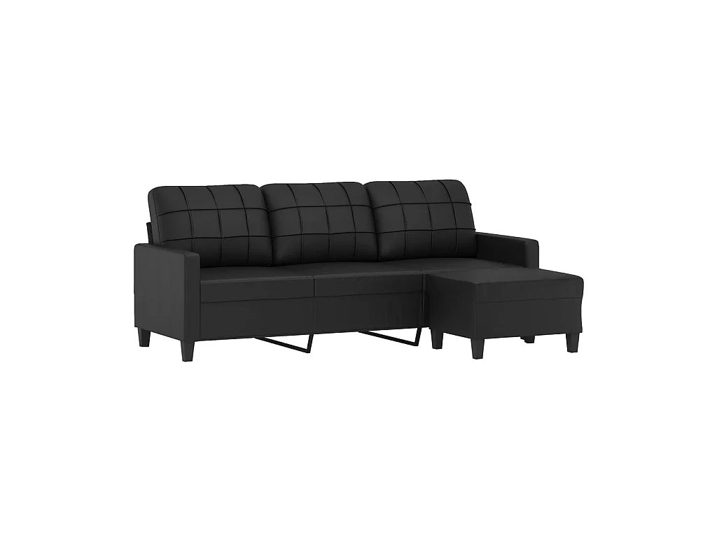 Driezitsbank met voetenbank 180 cm kunstleer zwart NL791090