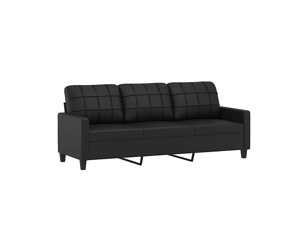 Driezitsbank met voetenbank 180 cm kunstleer zwart NL791090