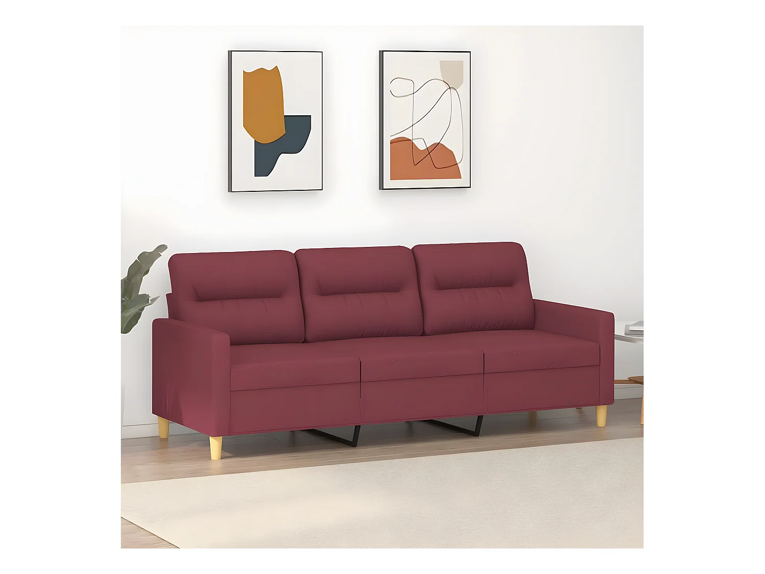 Canapé à 3 places Rouge bordeaux 180 cm Tissu OLA9222