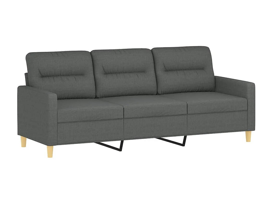 Canapé à 3 places avec oreillers gris foncé 180 cm tissu OLA6778