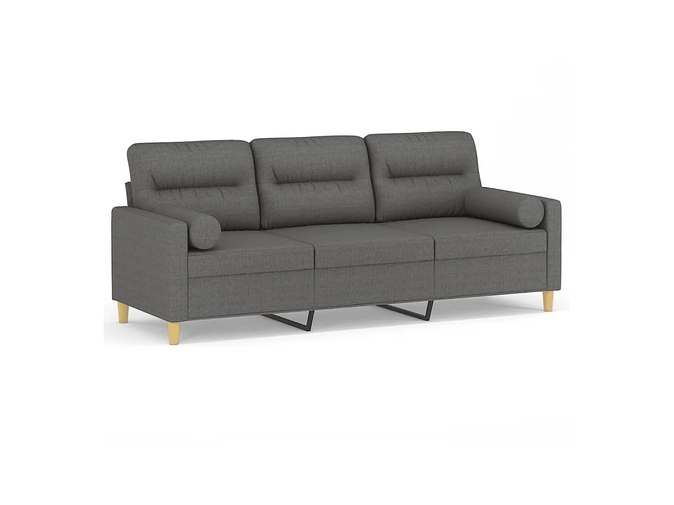Canapé à 3 places avec oreillers gris foncé 180 cm tissu OLA6778