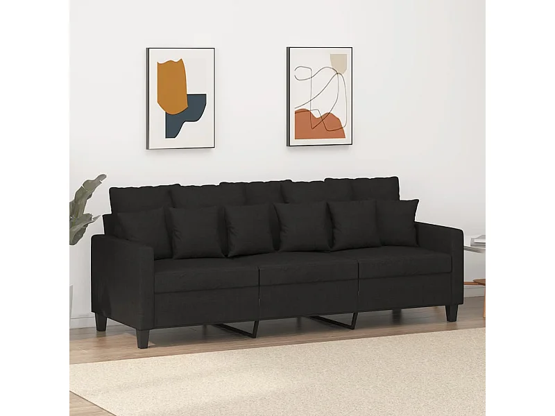 3-Sitzer-Sofa | Wohnzimmersofa Schwarz 180 cm Stoff -gkd905292
