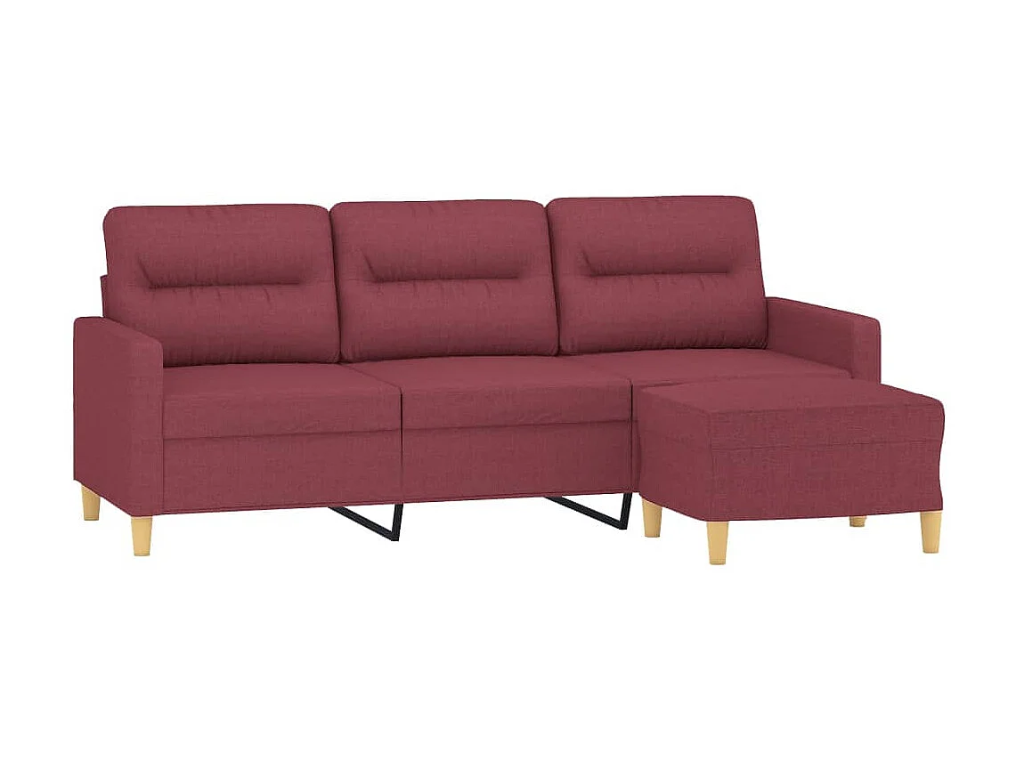 Canapé à 3 places avec repose-pieds Rouge bordeaux 180 cm Tissu OLA6970