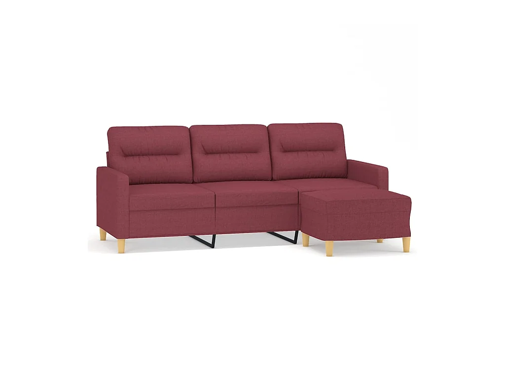 3-Sitzer-Sofa | Wohnzimmersofa mit Hocker Weinrot 180 cm Stoff -gkd627090