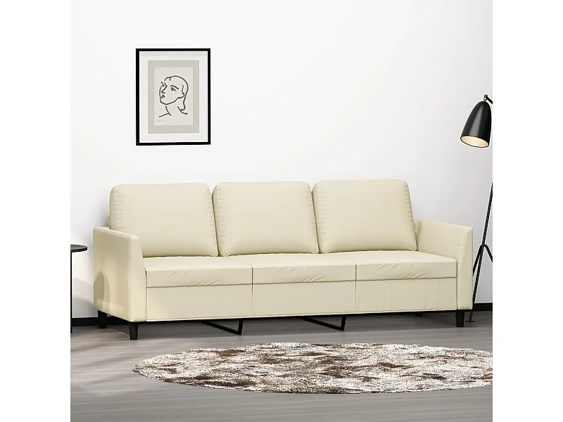 3-Sitzer-Sofa | Wohnzimmersofa Creme 180 cm Kunstleder -gkd542893
