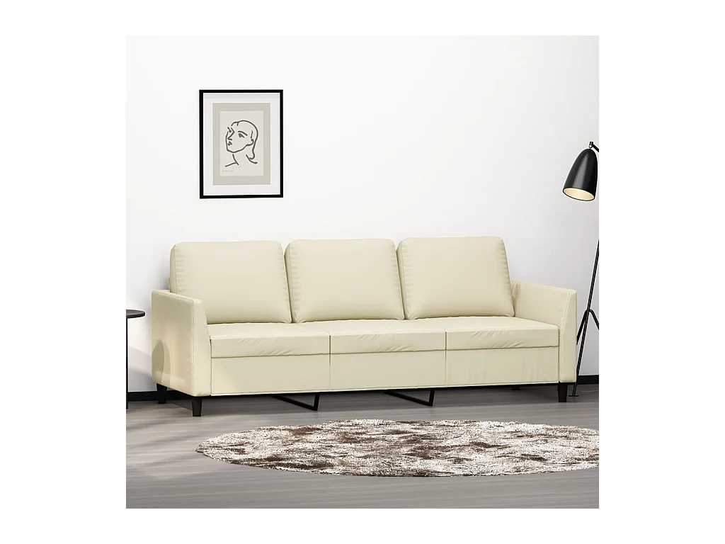 Canapé à 3 places Crème 180 cm Similicuir LODW63971