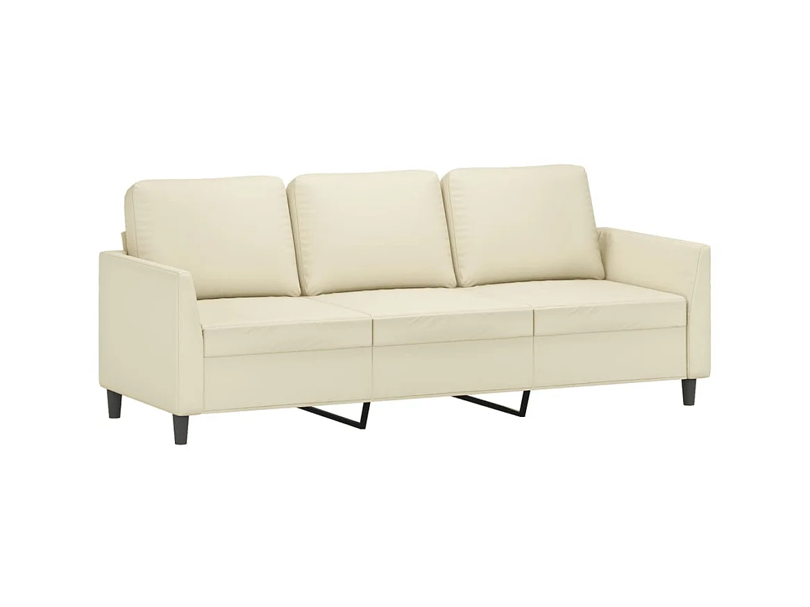 3-Sitzer-Sofa | Wohnzimmersofa Creme 180 cm Kunstleder -gkd542893