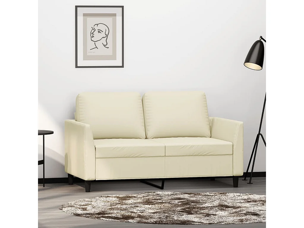 Canapé à 2 places Crème 120 cm Similicuir LODW88325
