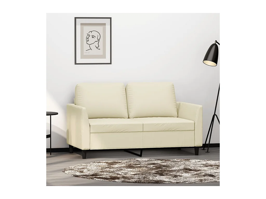 Canapé à 2 places Crème 120 cm Similicuir LODW88325