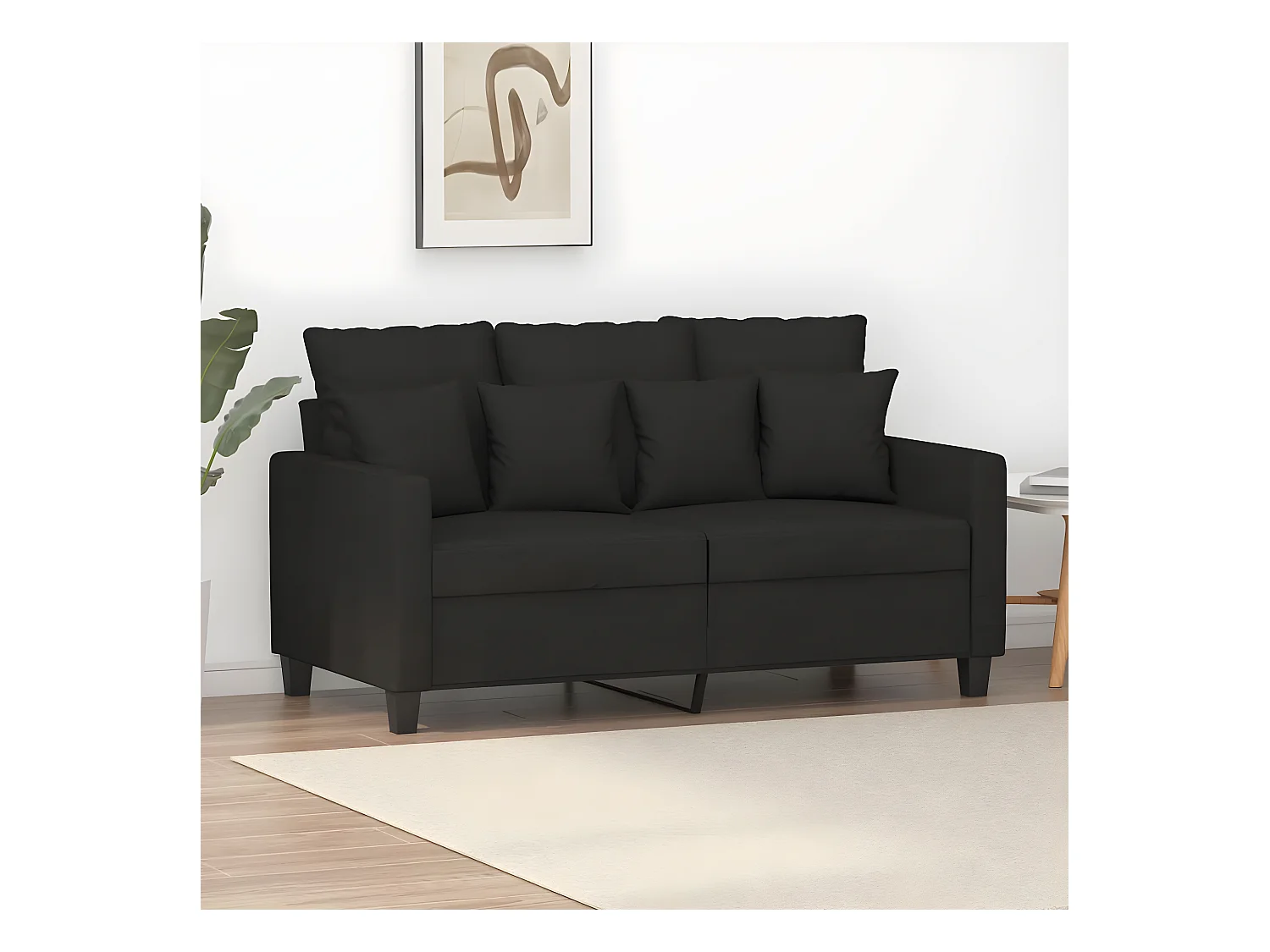 Canapé à 2 places Noir 120 cm Tissu LODW15066