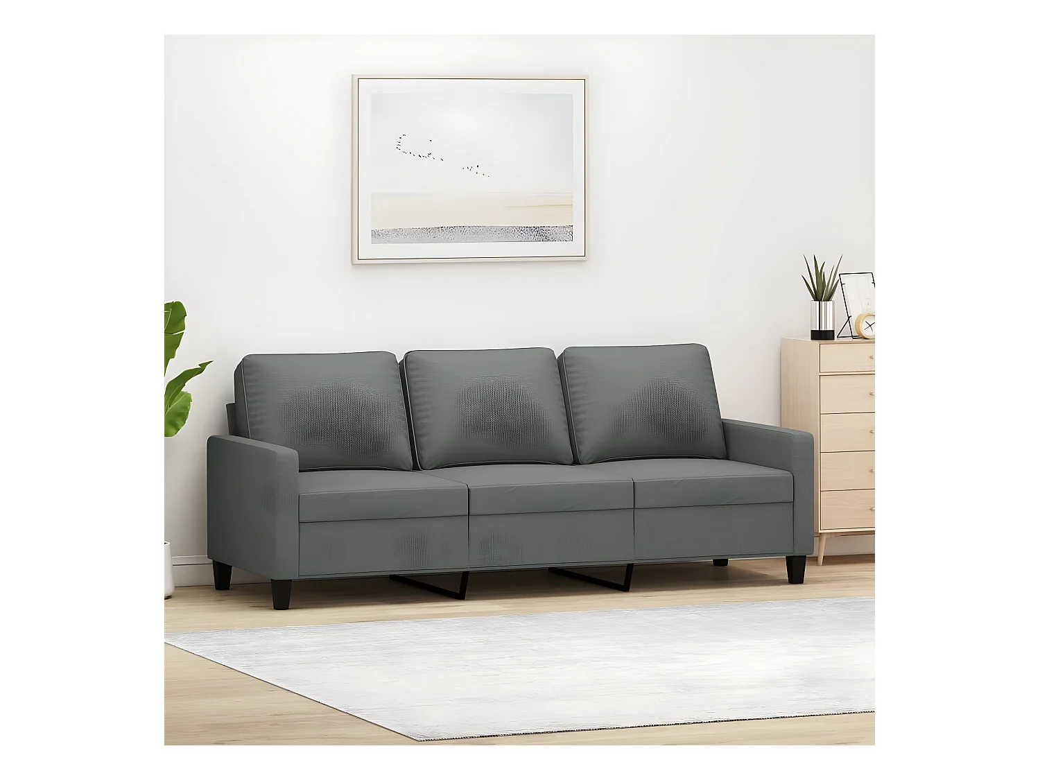 Canapé à 3 places Gris foncé 180 cm Tissu OLA3197