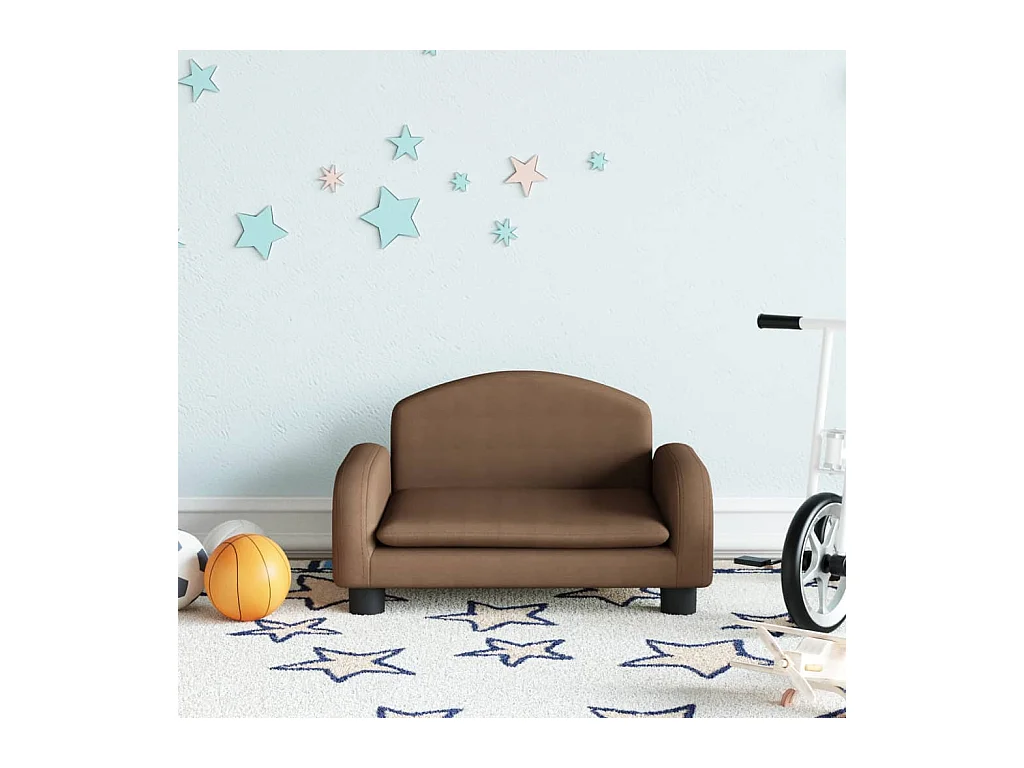 Canapé pour enfants marron 50x40x30 cm tissu QWE5851
