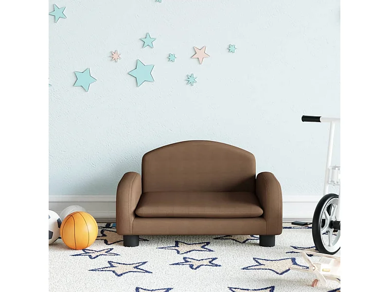 Canapé pour enfants marron 50x40x30 cm tissu QWE5851