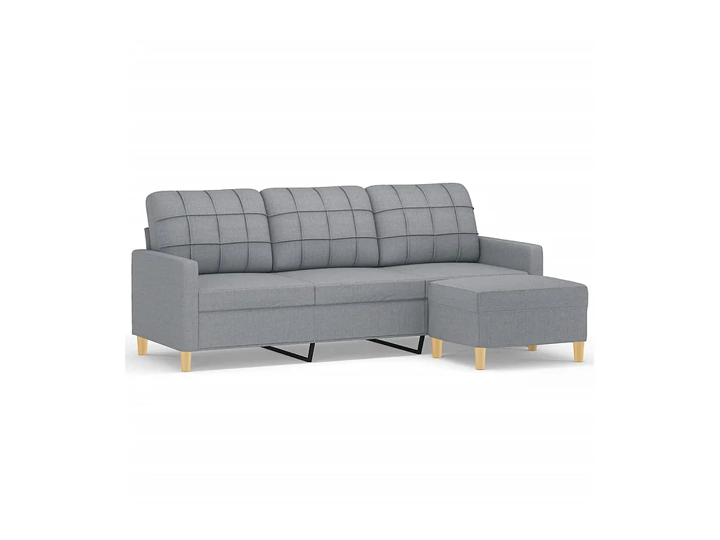 3-Sitzer-Sofa | Wohnzimmersofa mit Hocker Hellgrau 180 cm Stoff -gkd544909