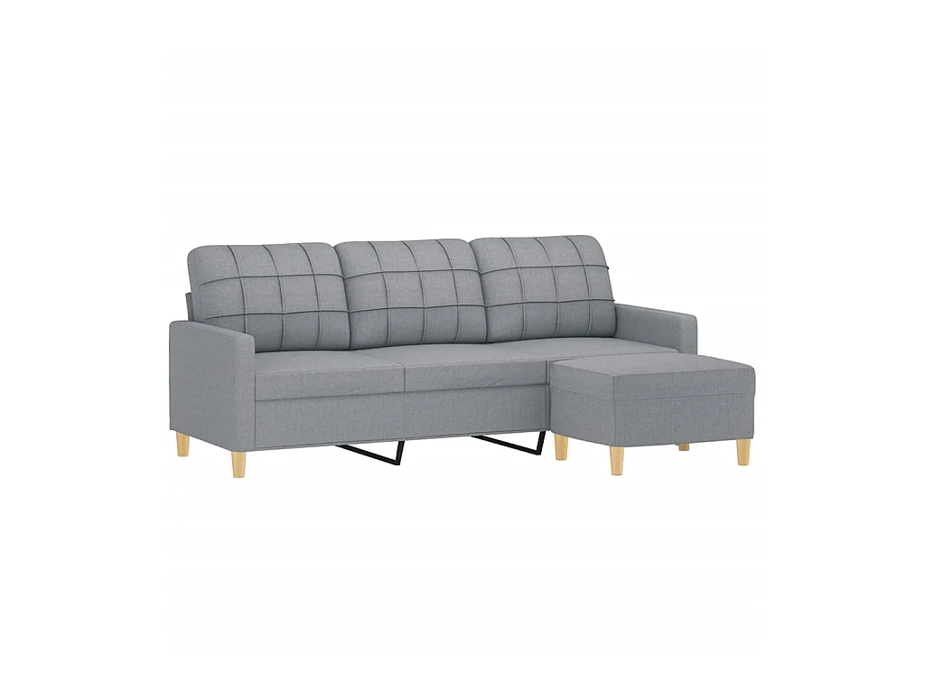 3-Sitzer-Sofa | Wohnzimmersofa mit Hocker Hellgrau 180 cm Stoff -gkd544909
