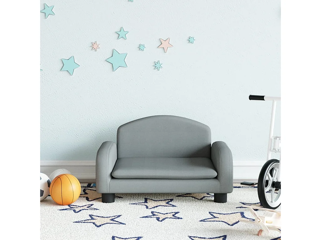 Canapé pour enfants gris clair 50x40x30 cm tissu QWE3611