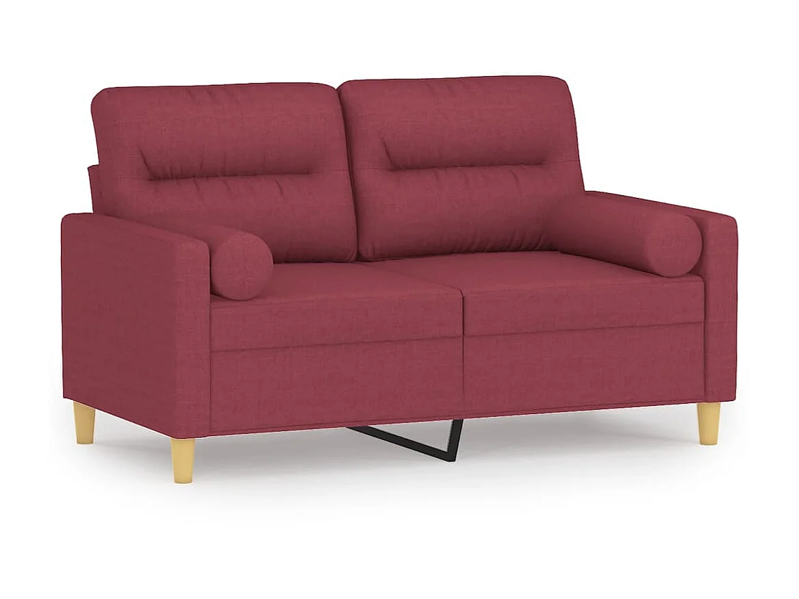 Canapé à 2 places avec oreillers bordeaux 120 cm tissu OLA6403