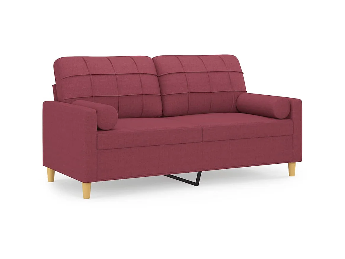 2-Sitzer-Sofa | Wohnzimmersofa mit Zierkissen Weinrot 140 cm Stoff -gkd992102
