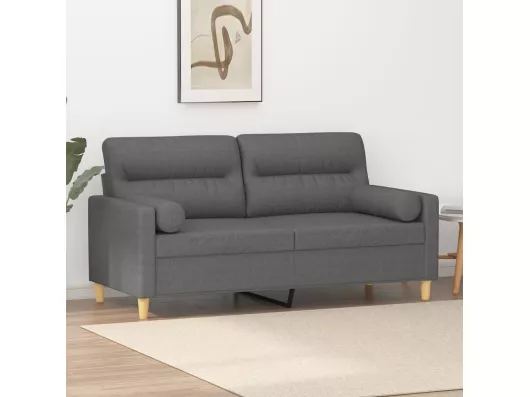 Kauf Unique 2-Sitzer-Sofa | Wohnzimmersofa mit Zierkissen Dunkelgrau 140 cm Stoff -gkd864289