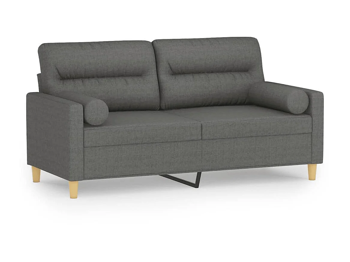 Canapé à 2 places avec oreillers gris foncé 140 cm tissu OLA8954