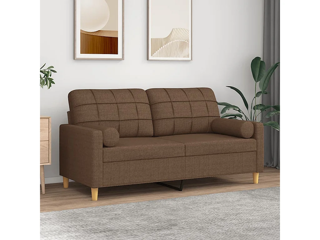 Tweezitsbank met sierkussens 140 cm stof bruin NL633704