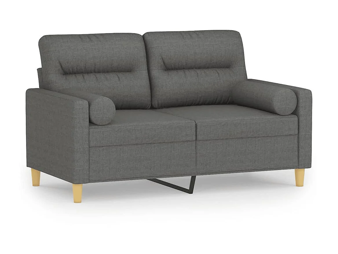 Canapé à 2 places avec oreillers gris foncé 120 cm tissu OLA6014