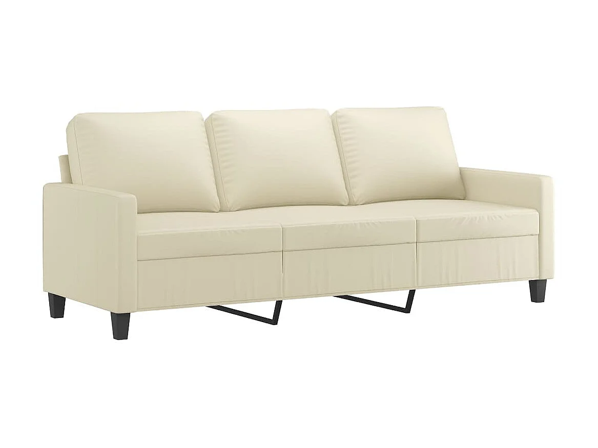 Canapé à 3 places avec repose-pieds Crème 180 cm Similicuir OID2452