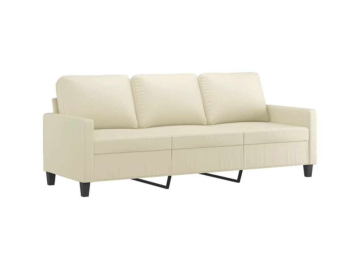 3-Sitzer-Sofa | Wohnzimmersofa mit Hocker Creme 180 cm Kunstleder -gkd368263