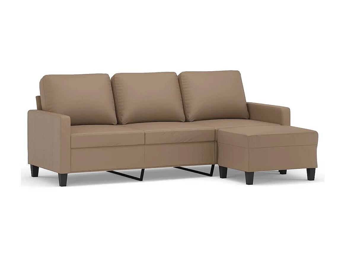 Canapé à 3 places avec repose-pieds Cappuccino 180cm Similicuir OID3989