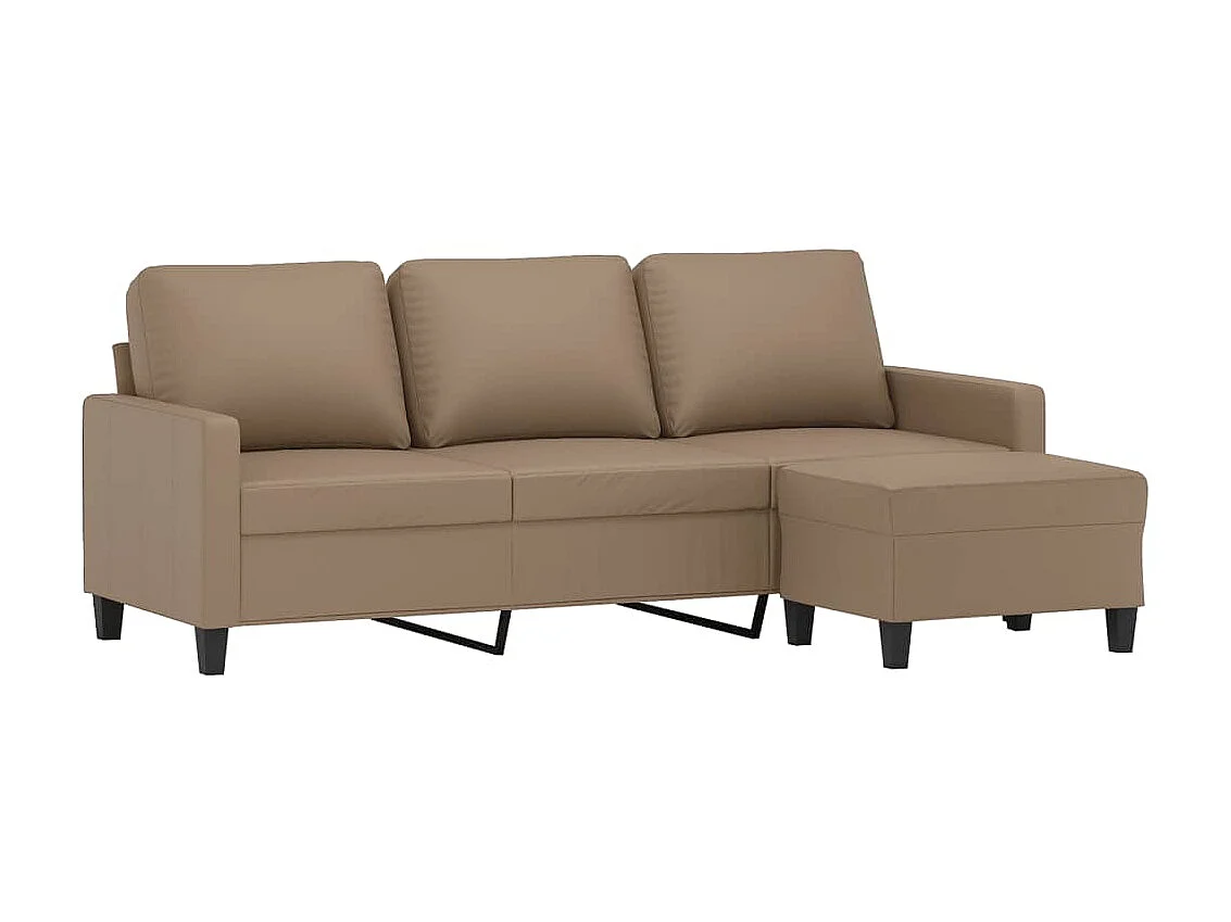 Canapé à 3 places avec repose-pieds Cappuccino 180cm Similicuir OID3989