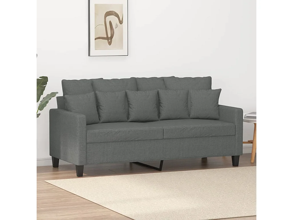 Canapé à 2 places Gris foncé 140 cm Tissu LODW14040