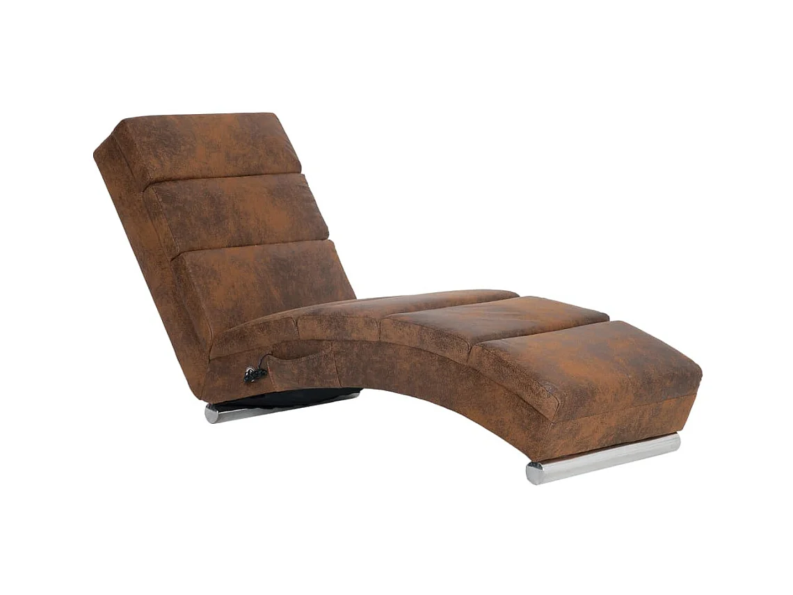 Sillón de masaje de piel de ante artificial marrón PWFG91857