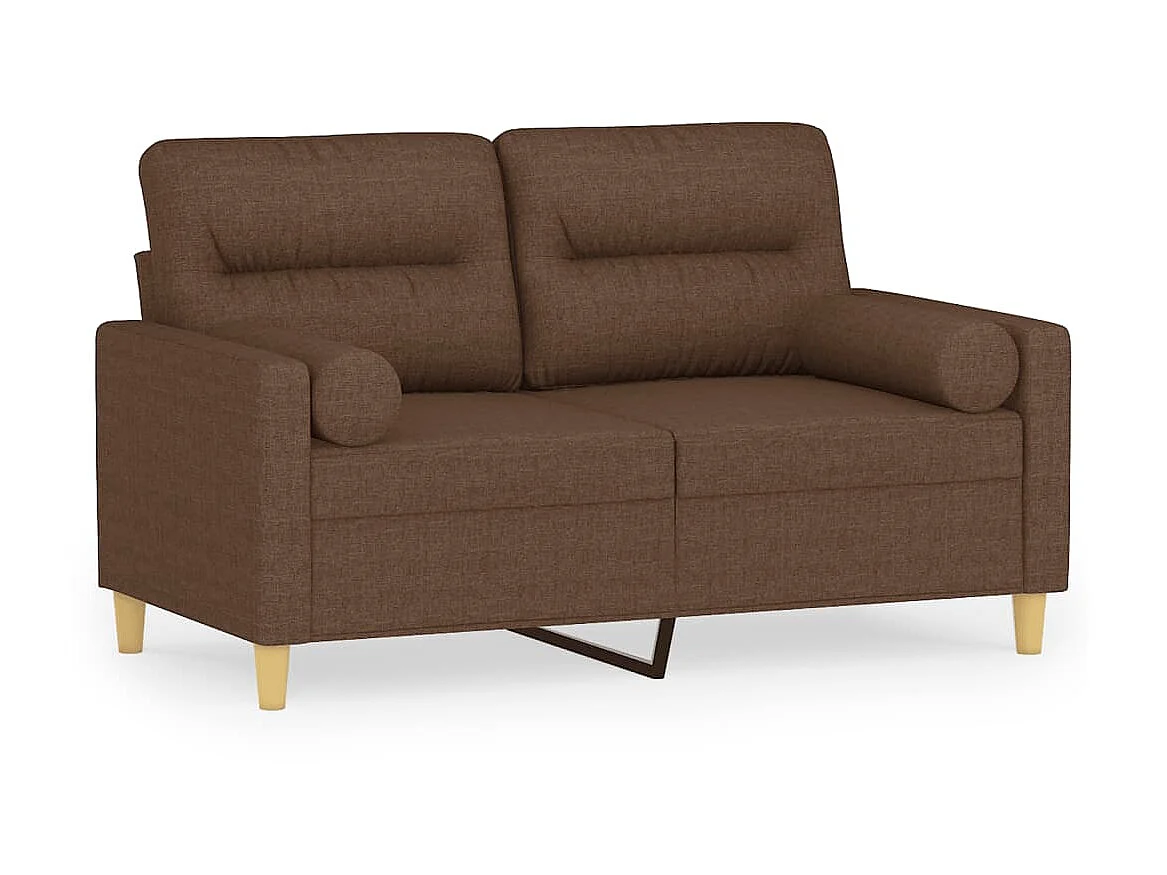Canapé à 2 places avec oreillers décoratifs marron 120 cm tissu OLA8805