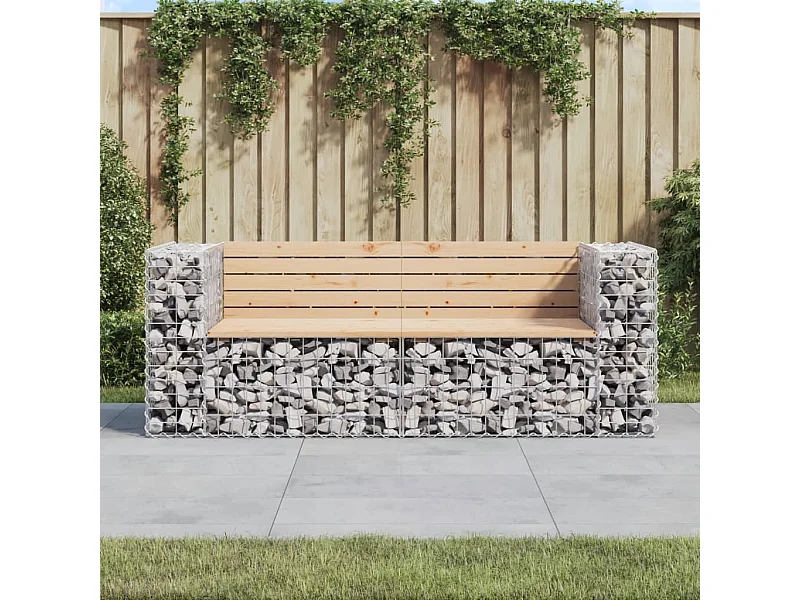 Banc de jardin design gabion 184x71x65,5 cm bois massif de pin PEWV86681