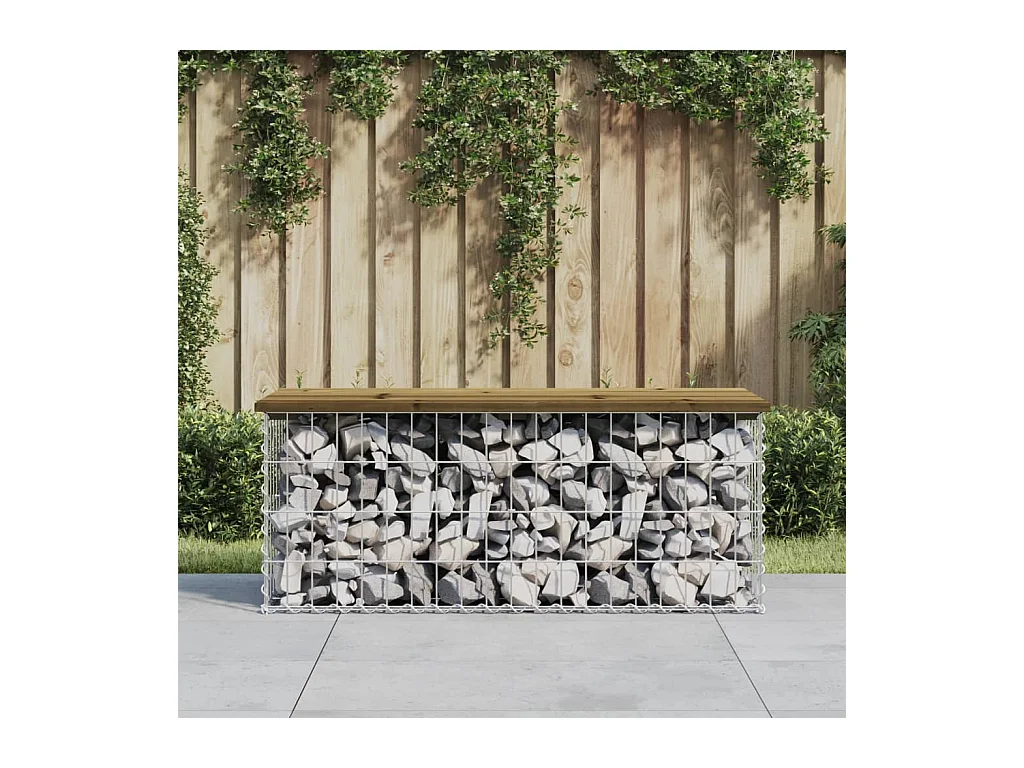 Banc de jardin design gabion 103x44x42 cm bois de pin imprégné PEWV71310