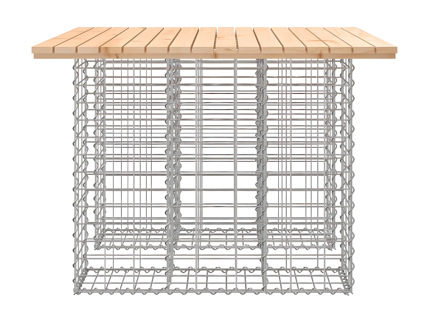 Banco de jardín diseño gaviones madera maciza pino 100x102x72cm ES17686
