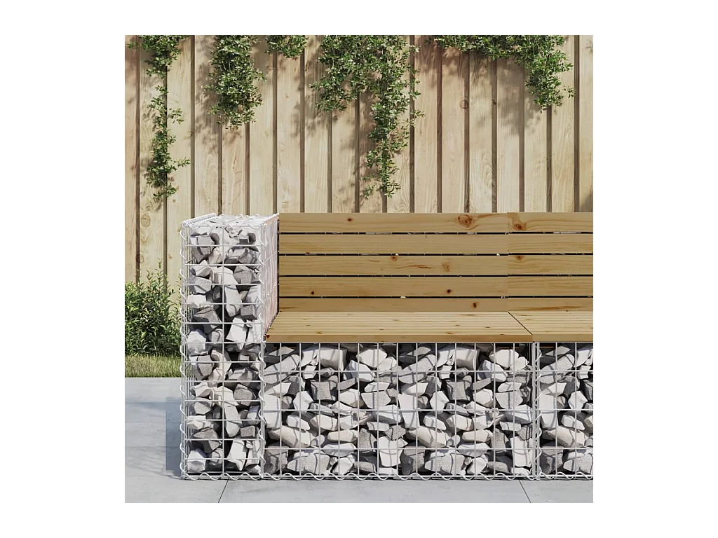 Banc de jardin design gabion 92x71x65,5cm bois de pin imprégné PEWV96375