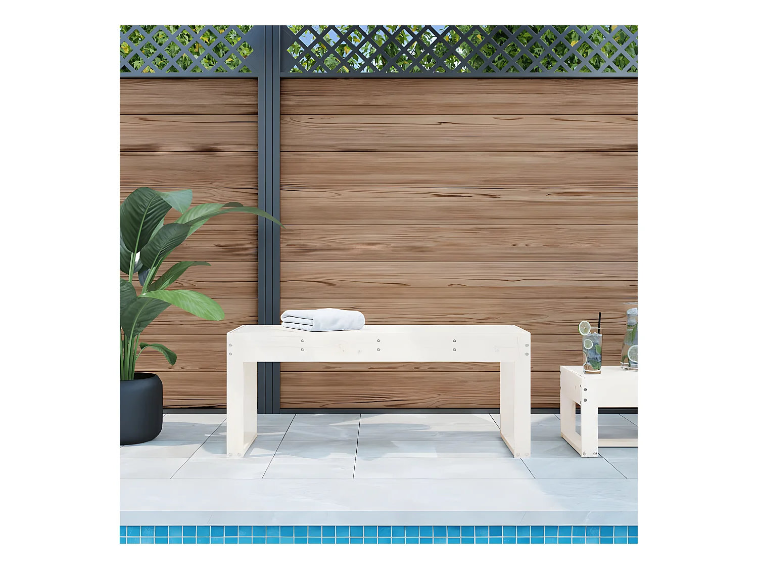 Banc de jardin blanc 110x38x45 cm bois massif de pin PEWV76666