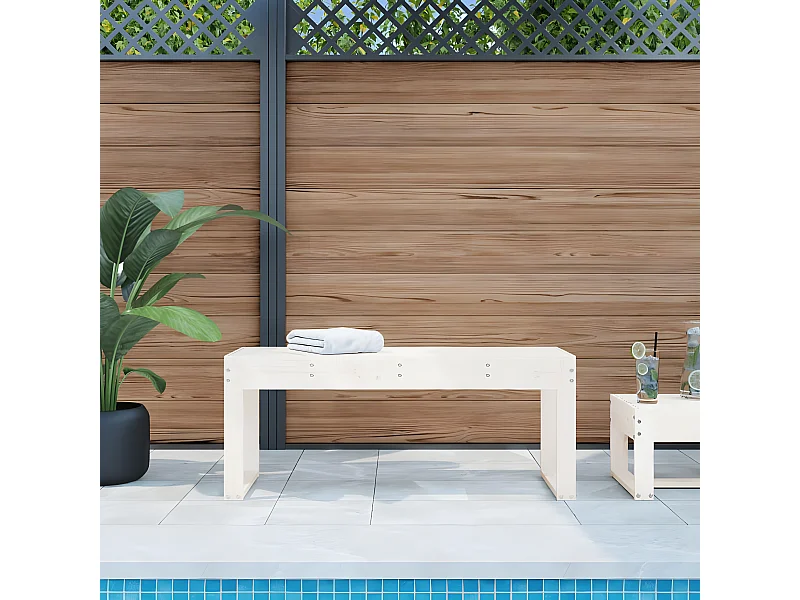 Banc de jardin blanc 110x38x45 cm bois massif de pin PEWV76666