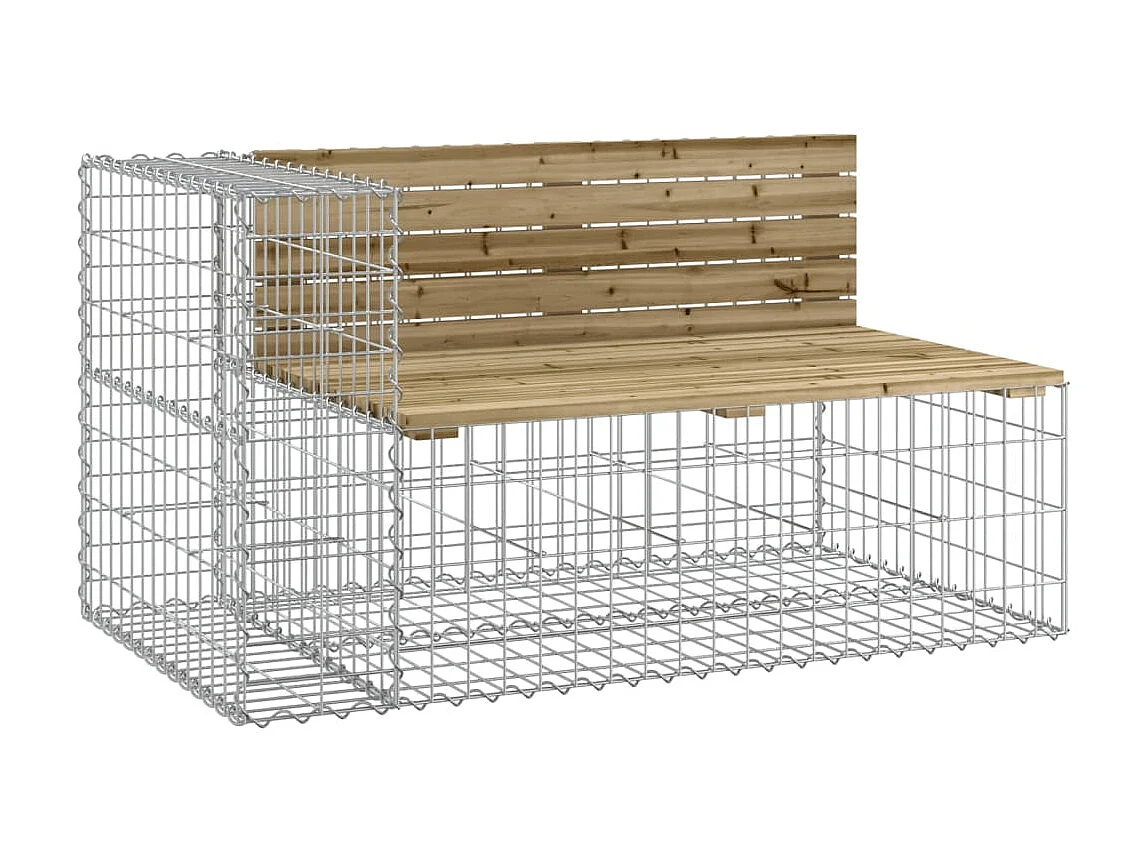 Banco de jardim c/ design gabião 122x71x65,5cm pinho impregnado PT459628