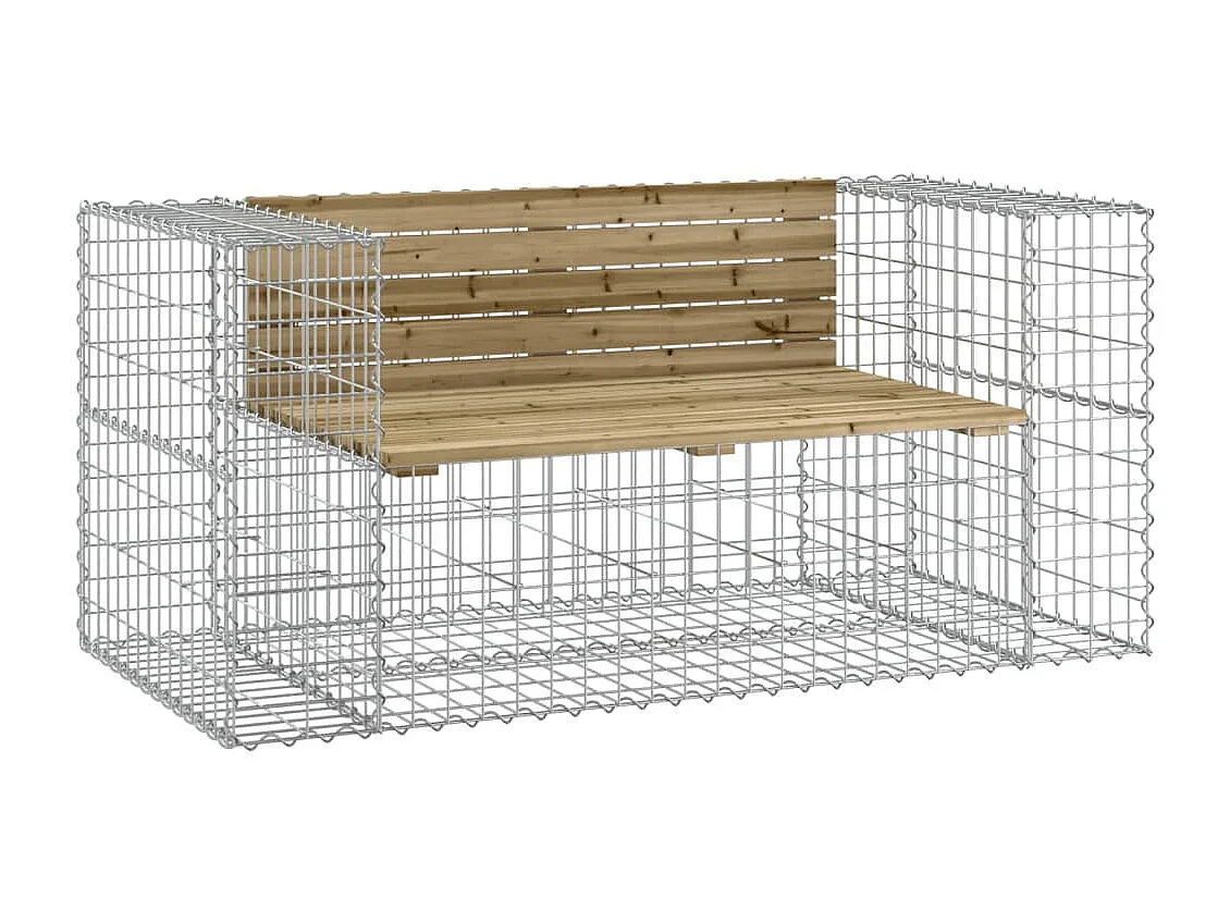 Banc de jardin design gabion 143x71x65,5cm bois de pin imprégné PEWV94969