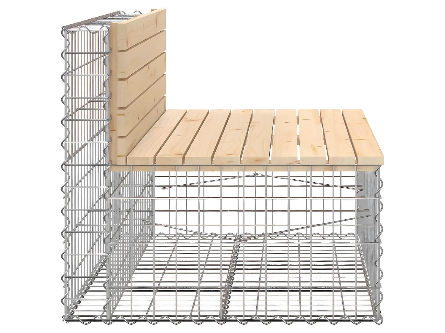 Banco de jardim c/ design gabião 103x70x65 cm pinho maciço PT736375